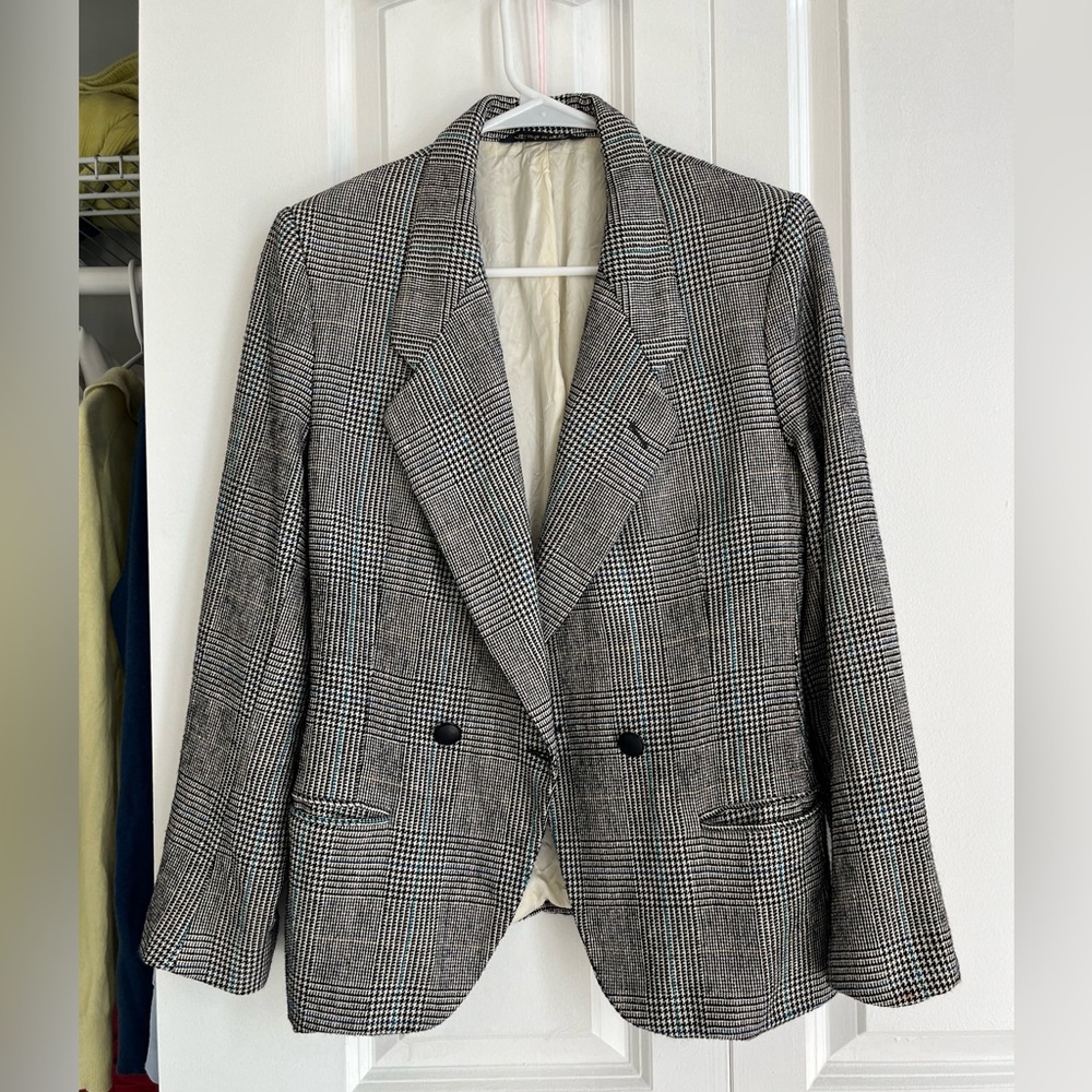 Vintage Burberry Wool Houndstooth Blazer - XS